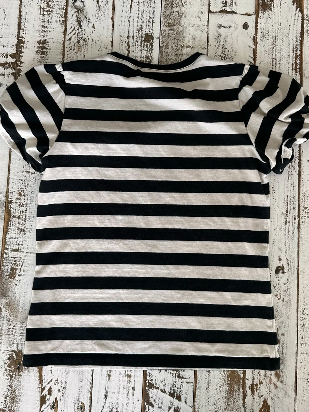 J. Crew Black & White Striped Puff-Sleeve Tee